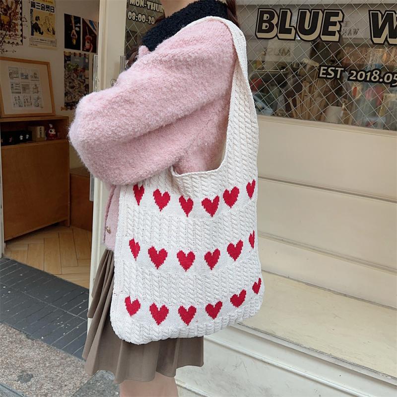 Bags |  Womens Heart Pattern Braided Tote Bag Accessories Bags