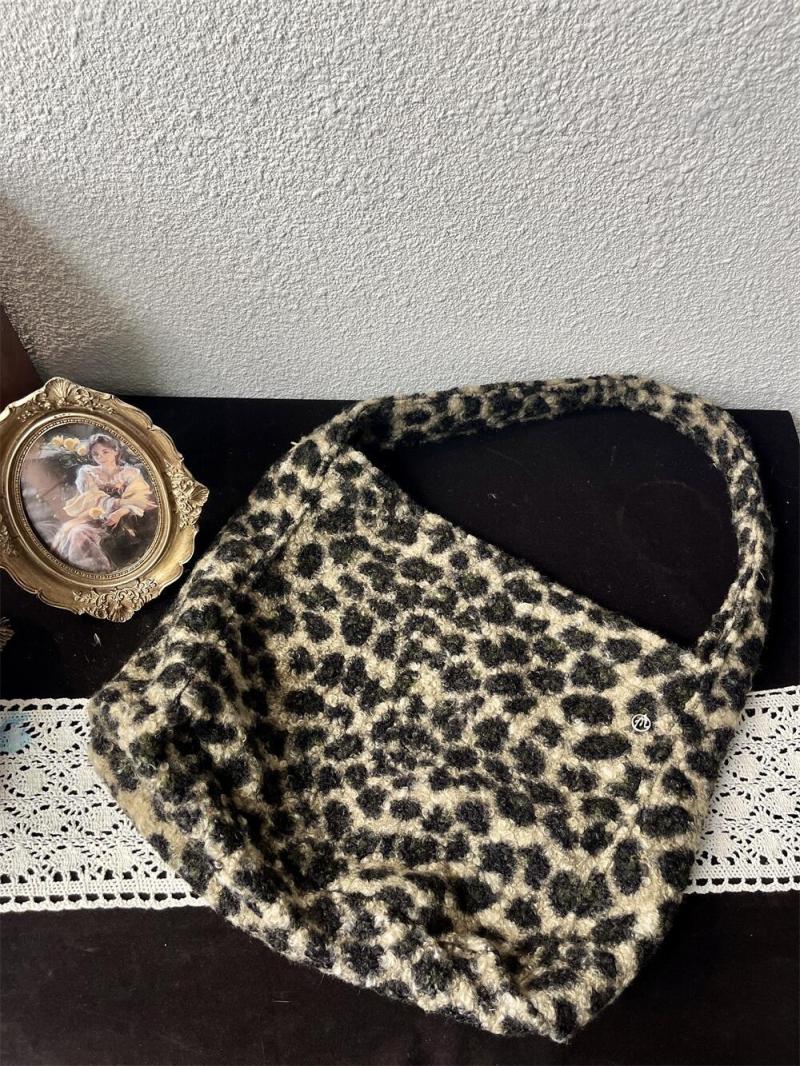 Bags |  Womens Leopard Print Fuzzy Shoulder Bag Accessories Bags