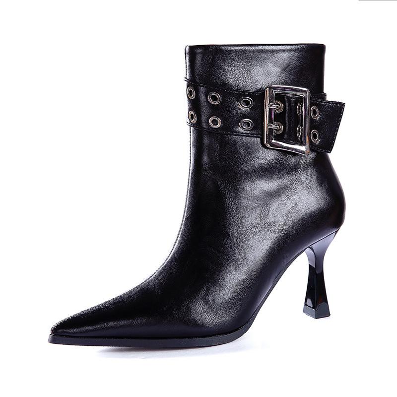 Boots |  Womens Buckled Biker Kitten Heel Ankle Point Toe Boots Boots Boots