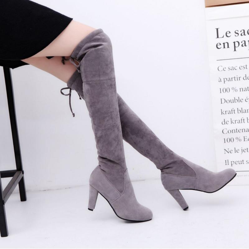 Boots |  Womens Suede Chunky Heel Knee High Boots Boots Boots