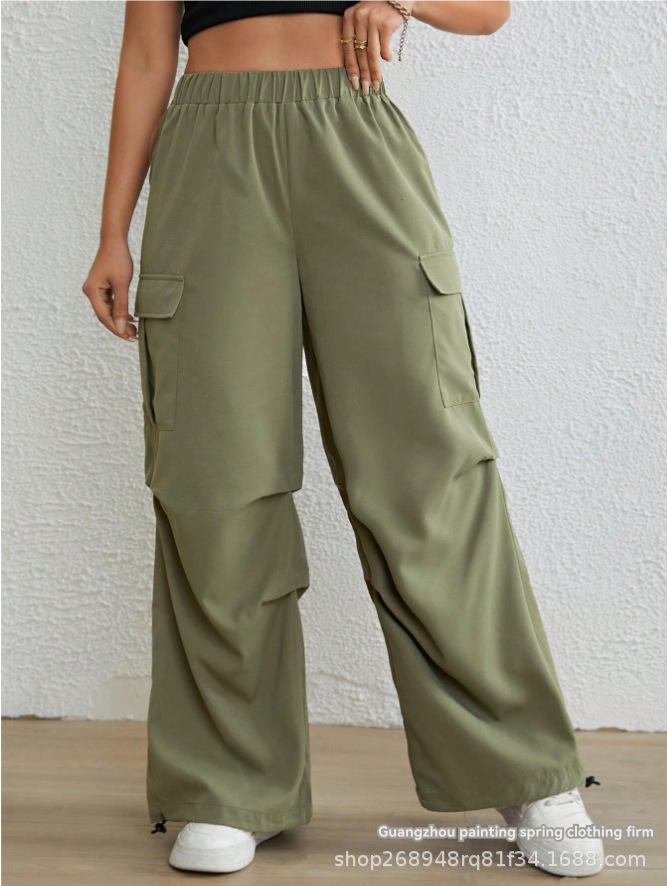 Bottoms |  Womens Cargo Knotted Pocket Wide Leg Trousers Bottoms Bottoms