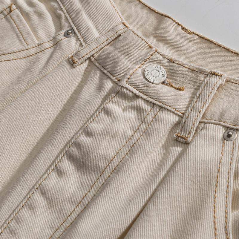 Bottoms |  Womens Denim High Rise Solid Pocket Wide Leg Jeans Bottoms Beige