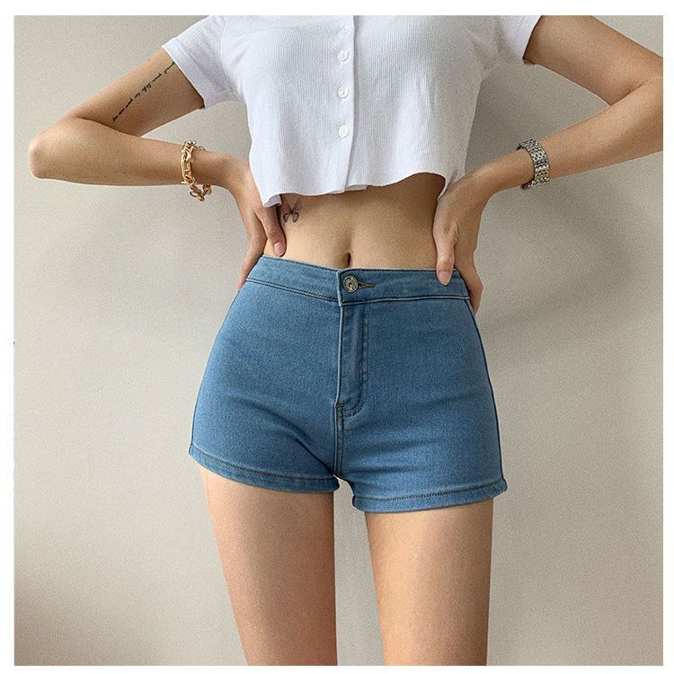 Bottoms |  Womens Denim Low Rise Solid Legging Micro Shorts Bottoms Baby Blue