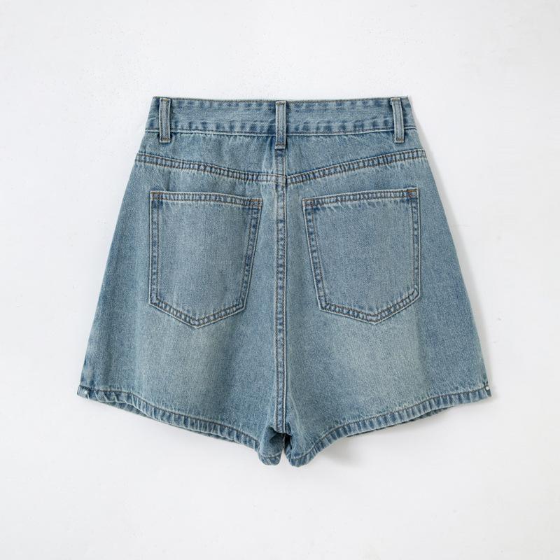 Bottoms |  Womens Denim Mid Rise Solid Ripped Straight Leg Shorts Bottoms Bottoms