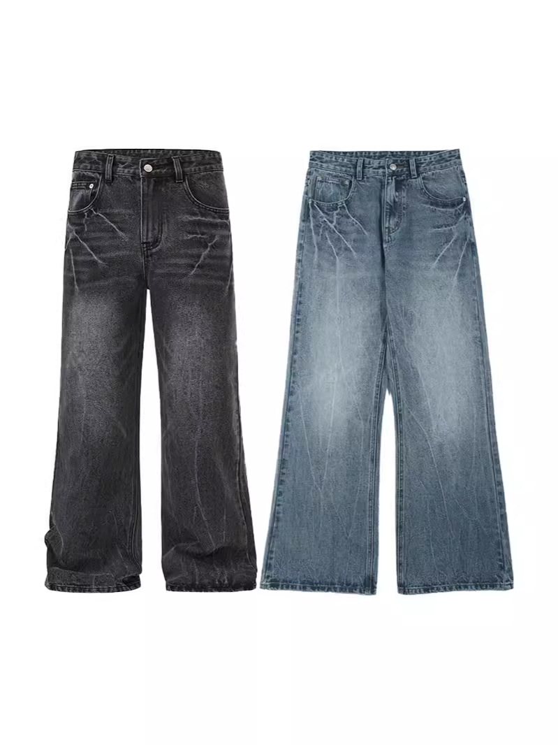 Bottoms |  Womens Denim Mid Rise Solid Washed Pocket Wide Leg Jeans Bottoms Bottoms