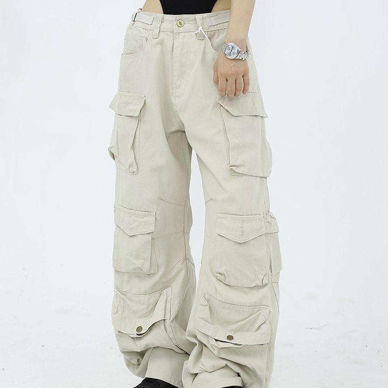 Bottoms |  Womens Denim Mid Rise Solid Wide Leg Cargo Jeans Bottoms Bottoms