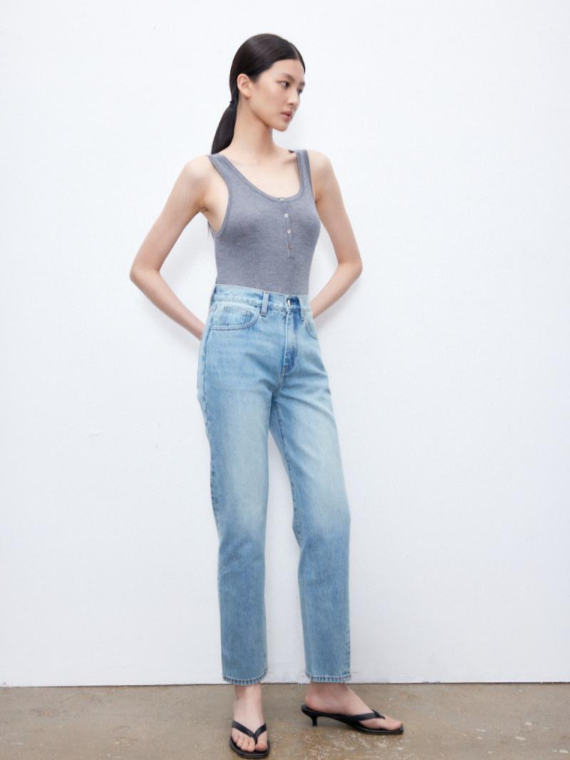 Bottoms |  Womens High Waist Tapered Cropped Jeans Bottoms Bottoms