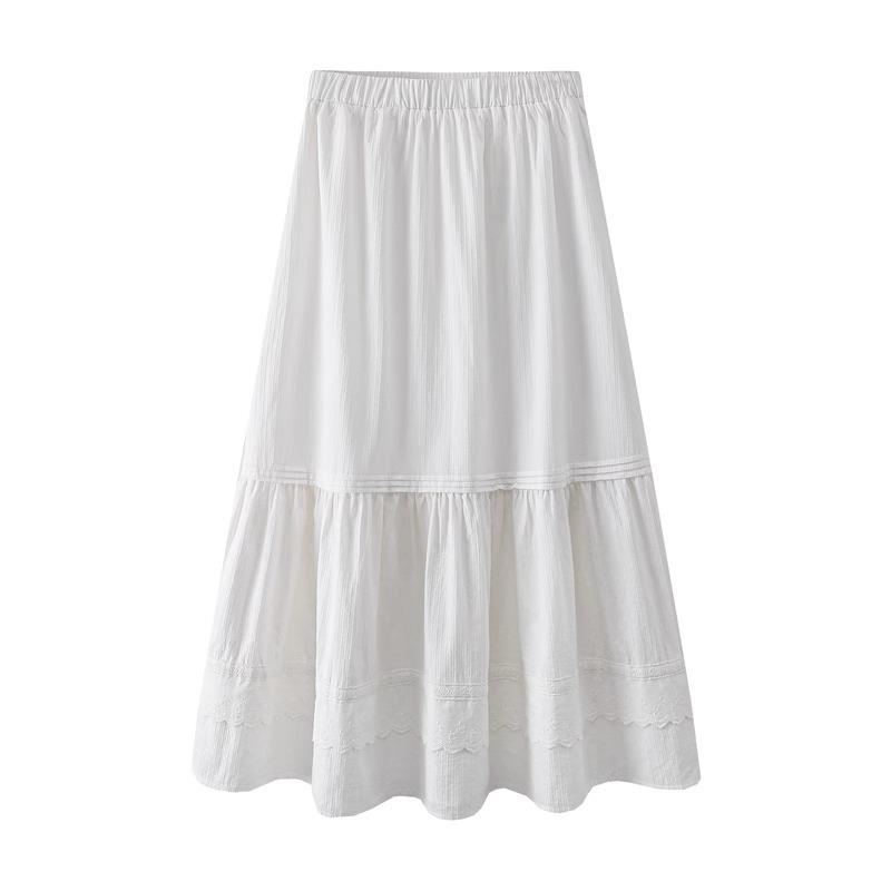 Bottoms |  Womens Lace Trim Mid Waist Tiered Maxi Skirt Bottoms Bottoms