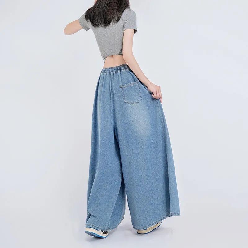 Bottoms |  Womens Leslie Denim High Waist Solid Tie Front Wide Leg Trousers Bottoms Bottoms