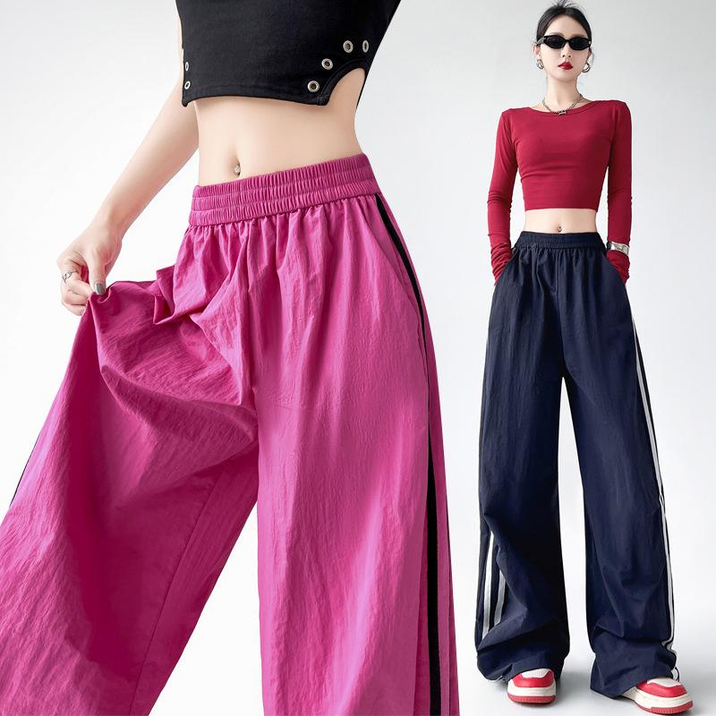 Bottoms |  Womens Low Rise Knotted Side Striped Wide Leg Trousers Bottoms Bottoms