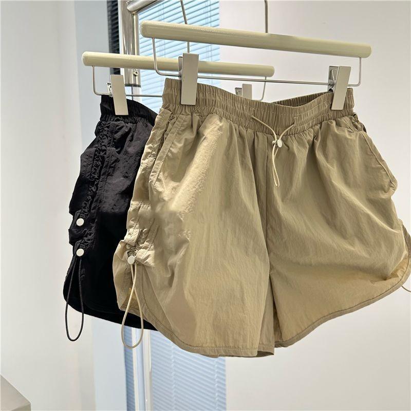 Bottoms |  Womens Low Rise Solid Drawstring Pocket Micro Shorts Bottoms Bottoms