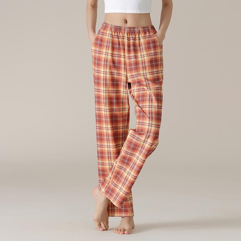 Bottoms |  Womens Mid Rise Checks Button Wide Leg Trousers Bottoms Bottoms