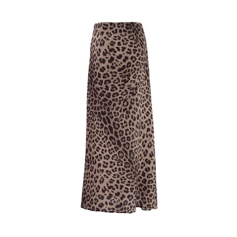 Bottoms |  Womens Mid Rise Leopard Ruffle Maxi Skirt Bottoms Bottoms