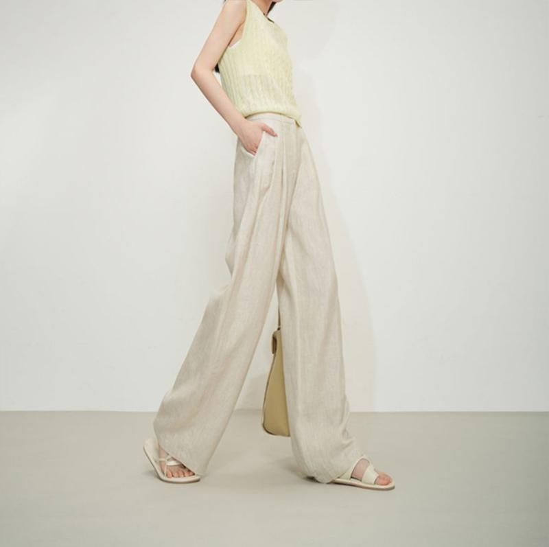 Bottoms |  Womens Mid Rise Solid Pleated Wide Leg Trousers Bottoms Beige