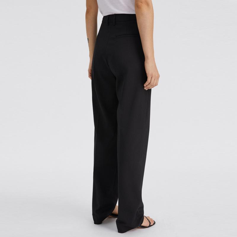 Bottoms |  Womens Mid Rise Solid Pocket Straight Leg Trousers Bottoms Black