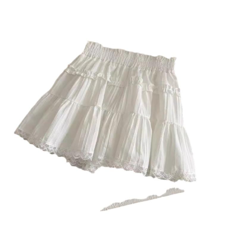 Bottoms |  Womens Mid Rise Striped Lace Trim Ruffle Layered Mini Skirt Bottoms Bottoms