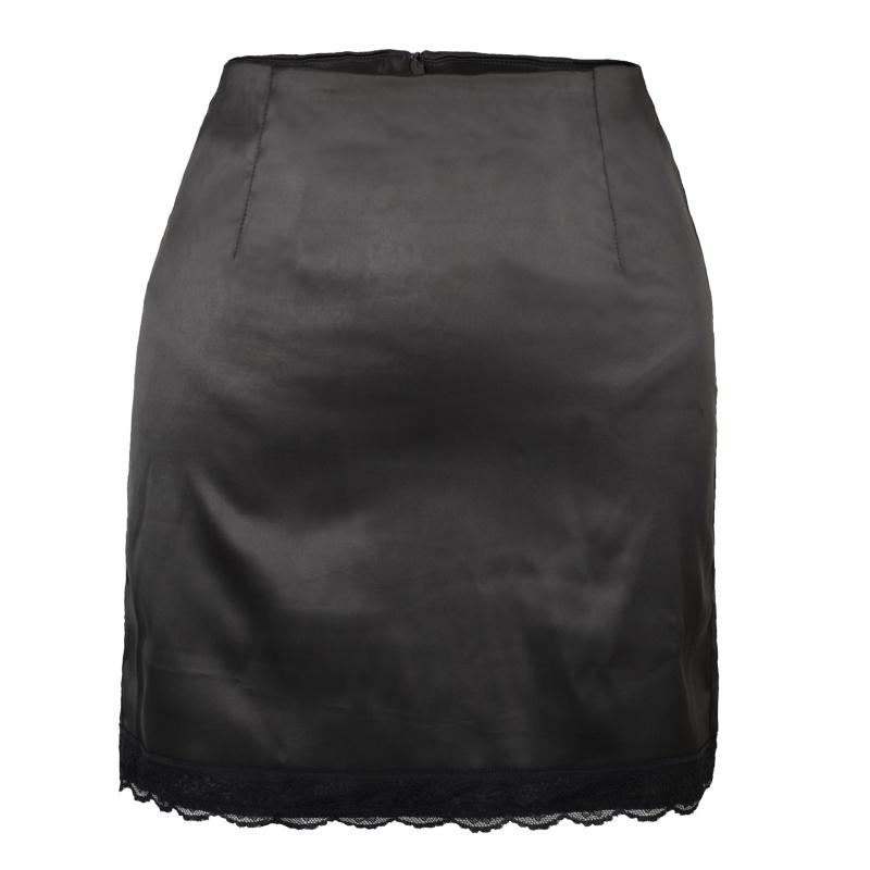 Bottoms |  Womens Satin Mid Rise Solid Bowknot Mini Skirt Bottoms Black