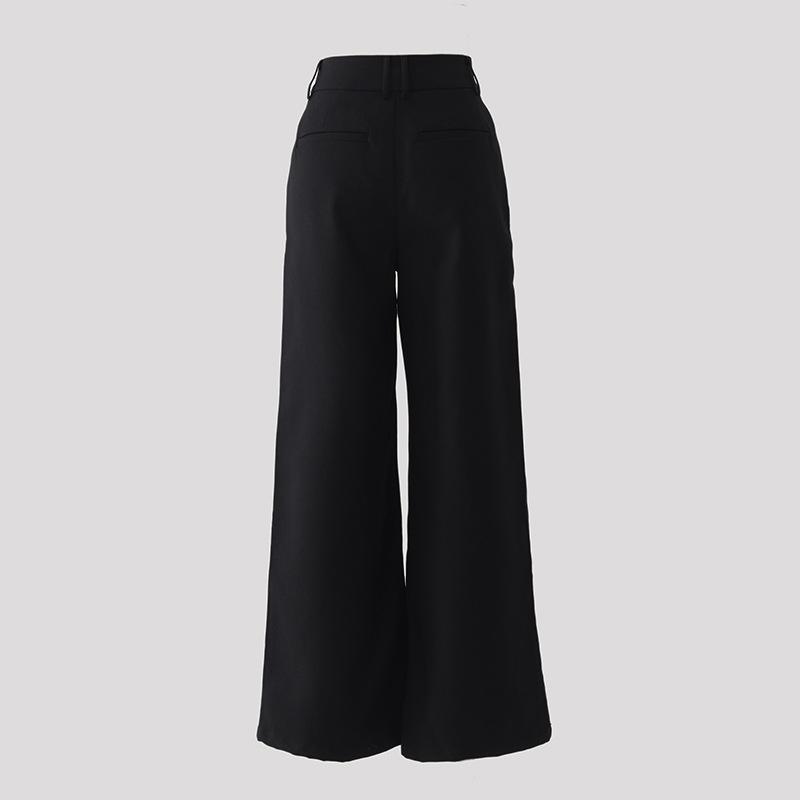 Bottoms |  Womens Solid Straight Leg Trousers Bottoms Black