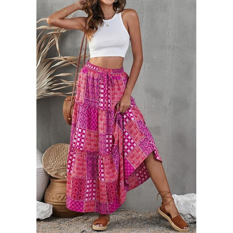 Bottoms |  Womens Woven Mid Rise Floral Ruffle Hem Maxi Skirt Bottoms Bottoms