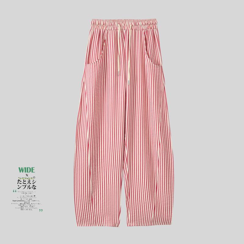 Bottoms |  Womens Woven Mid Rise Stripe Knotted Pocket Trousers Bottoms Bottoms