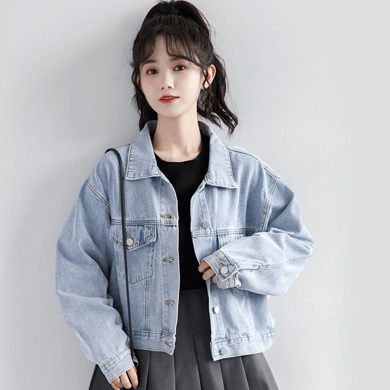 Denim |  Womens Denim Collar Solid Button Pocket Jacket Clothing Denim