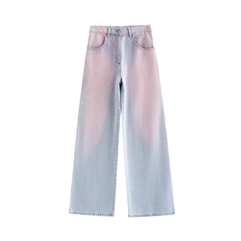 Denim |  Womens Denim Mid Rise Pink Washed Wide Leg Jeans Clothing Blue