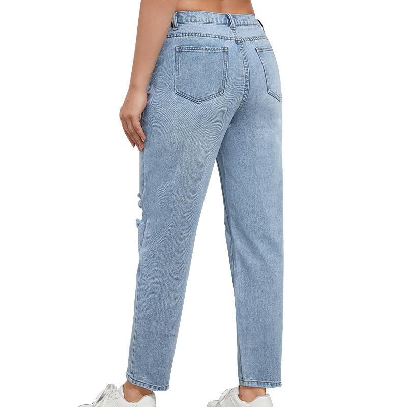 Denim |  Womens Denim Mid Rise Solid Barrel-Leg Jeans Clothing Baby Blue