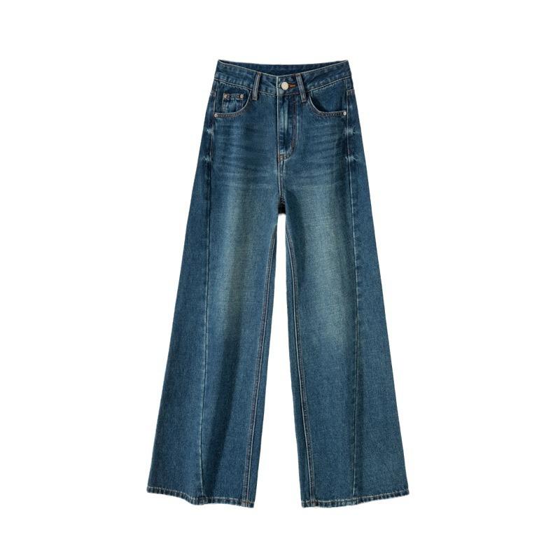 Denim |  Womens Denim Mid Rise Solid Straight Leg Jeans Clothing Blue