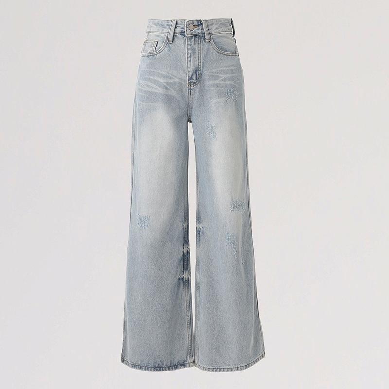 Denim |  Womens Denim Mid Rise Solid Wide Leg Jeans Clothing Baby Blue