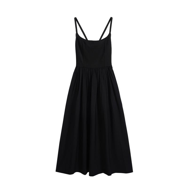 Dresses |  Womens Cotton Linen Scoop Neckline Broderie Anglaise Ruffle Maxi Dress Clothing Black