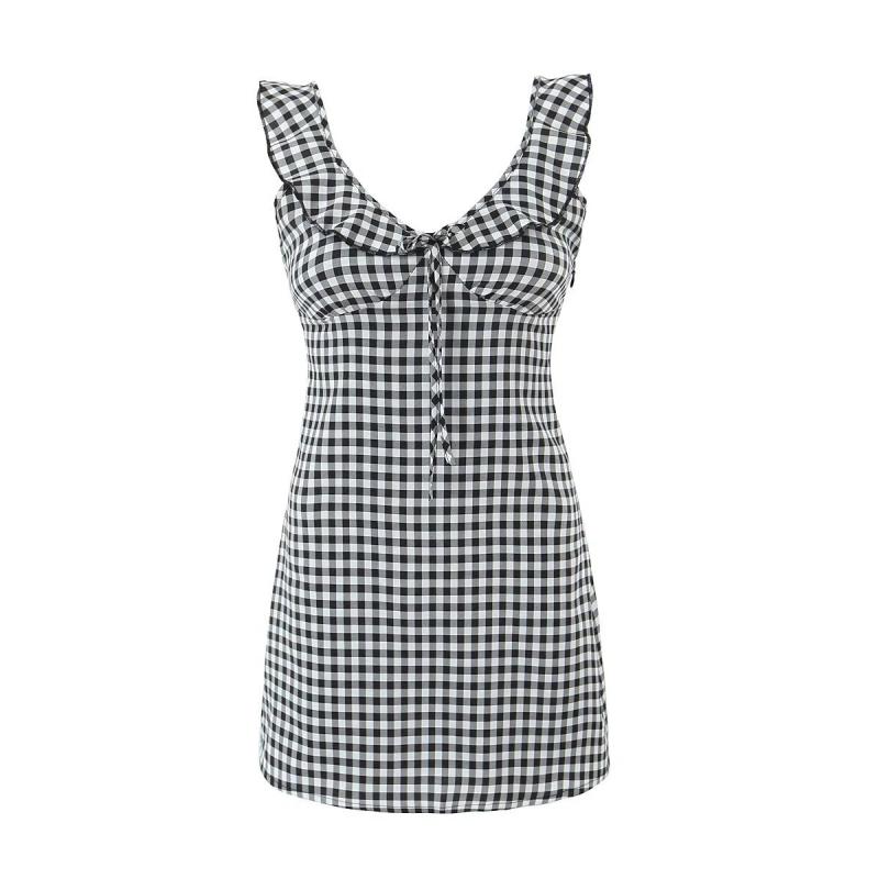 Dresses |  Womens Doll Collar Gingham Bowknot Button Mini Dress Clothing Blue