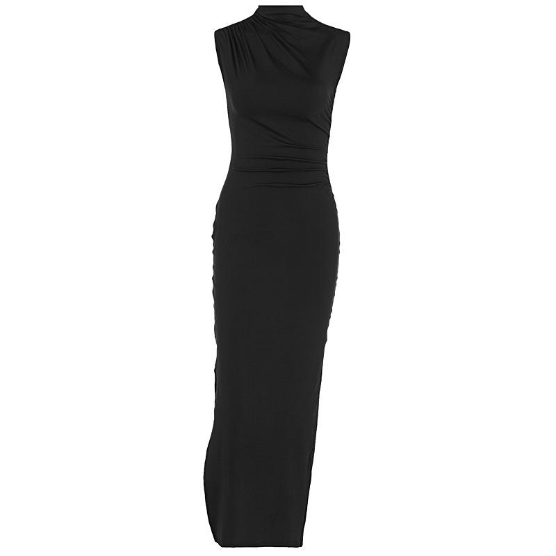 Dresses |  Womens Jersey High Neck Sleeveless Solid Split Maxi Dress Clothing Dresses