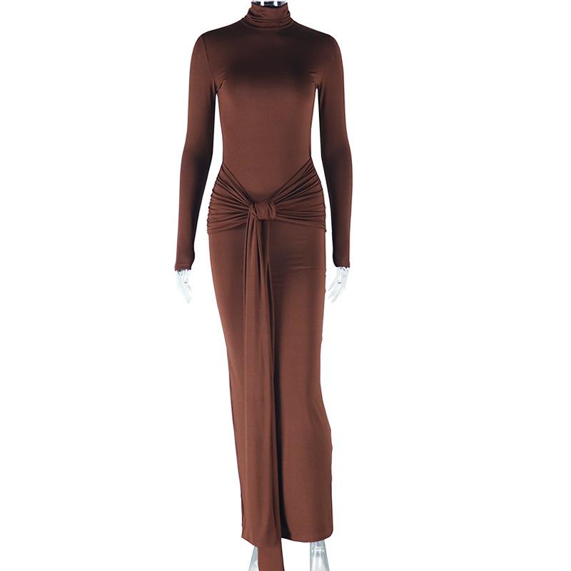 Dresses |  Womens Rib Knit Square Neck Solid Twist Maxi Dress Clothing Dresses