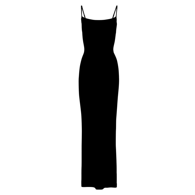 Dresses |  Womens Scoop Neckline Solid Star Detail Split Maxi Dress Clothing Black