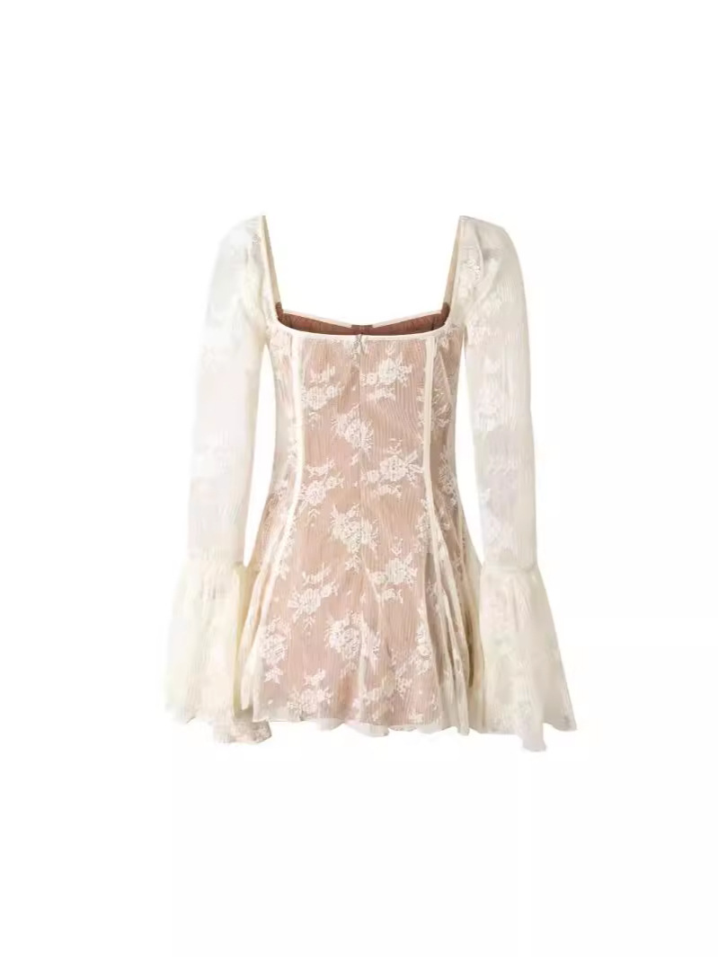 Dresses |  Womens Sweetheart Floral Lace Knotted Mini Dress Clothing Cream