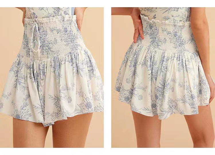 Dresses |  Womens Toile De Jouy Shirred Ruched Mini Dress Clothing Blue