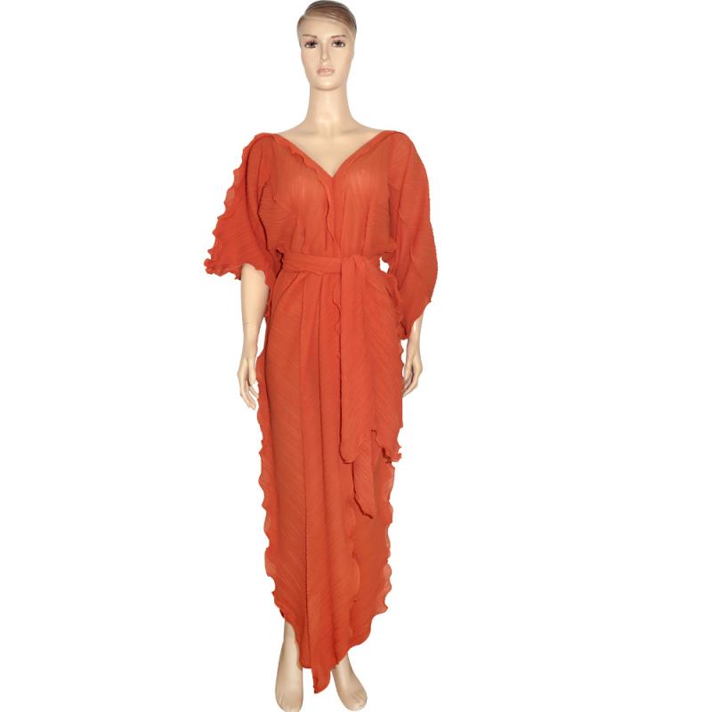 Dresses |  Womens V-Neck Ruffle Hem Maxi Dress Clothing Brown