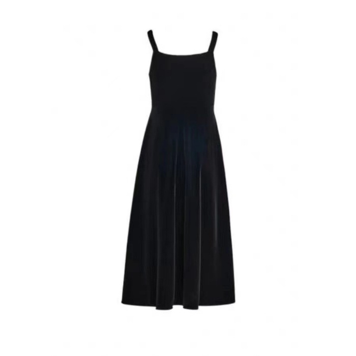 Dresses |  Womens Velvet V-Neck Solid Ruffle Midi Dress Clothing Dresses