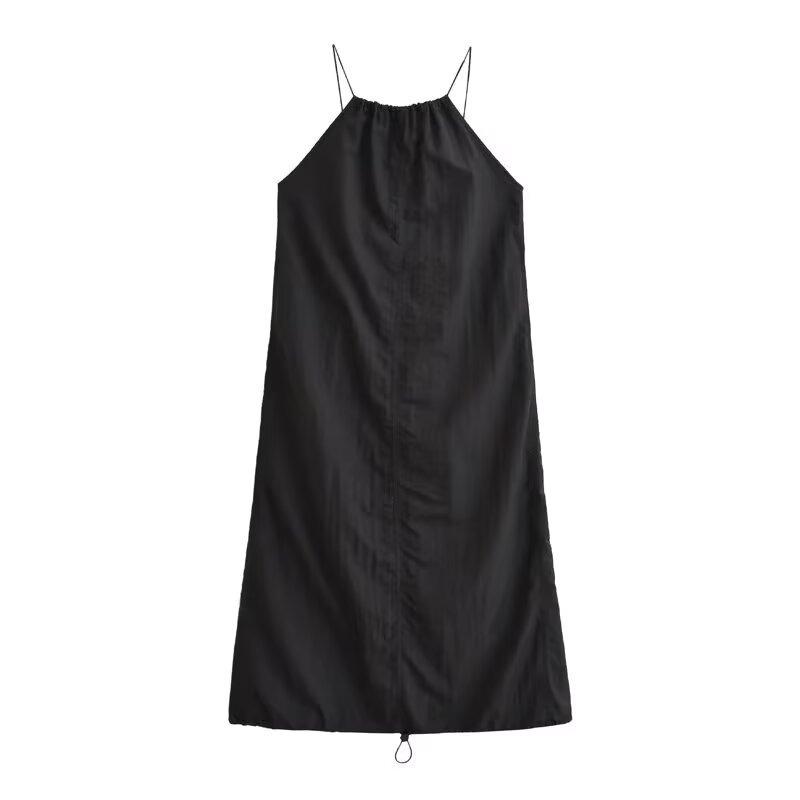 Dresses |  Womens Woven V-Neck Solid Knotted Maxi Dress Clothing Black