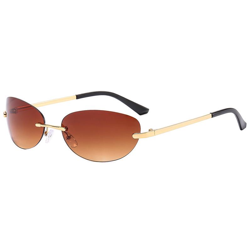 Eyewear |  Womens Rimless Polygon Sunglasses Accessories Brown