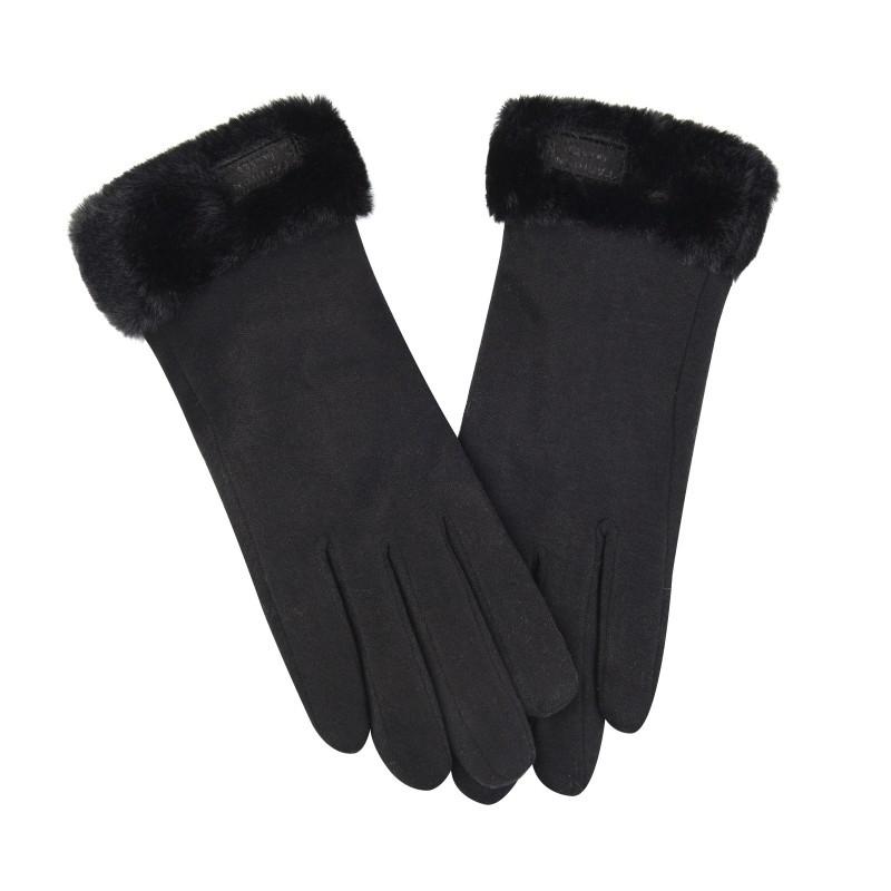 Gloves & Scarves |  Womens Faux Feather Trim Gloves Accessories Black