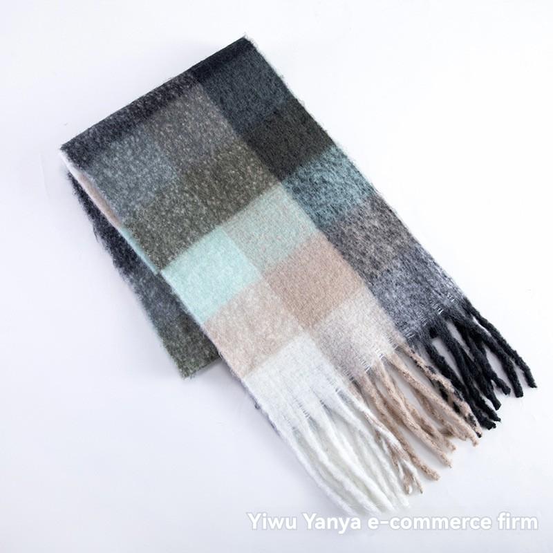 Gloves & Scarves |  Womens Plaid Tassel Scarf Accessories Black & White & Grey