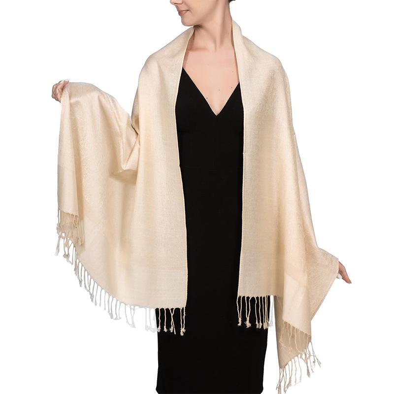 Gloves & Scarves |  Womens Tassel Warm Shawl Accessories Cream