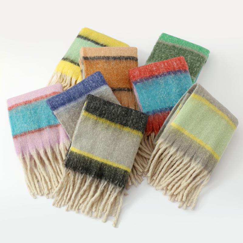 Gloves & Scarves |  Womens Wool Striped Tassel Scarf Accessories Gloves & Scarves