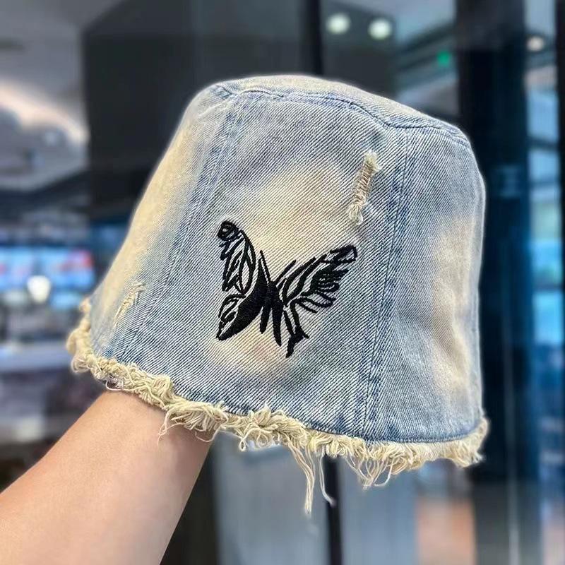 Hats |  Womens Butterfly Denim Bucket Hat Accessories Denim