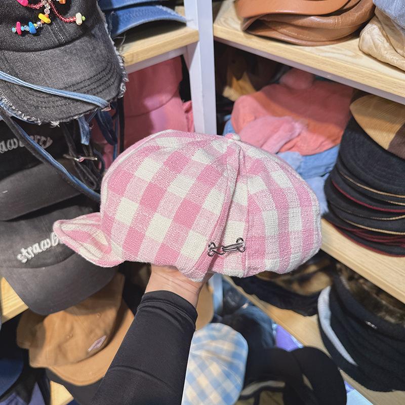 Hats |  Womens Embroidery Gingham Bowknot Baseball Cap Accessories Baby Blue