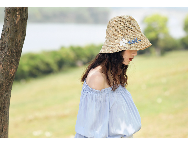 Hats |  Womens Floral Straw Hat Accessories Beige