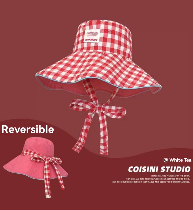 Hats |  Womens Gingham Bucket Hat With Strap Accessories Hats