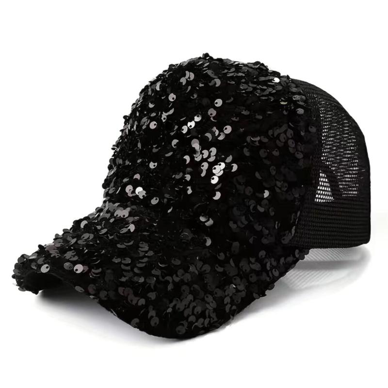 Hats |  Womens Sequin Solid Beret Accessories Black