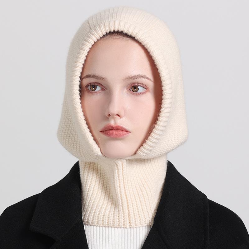 Hats |  Womens Solid Knitted Balaclava Cap Accessories Beige